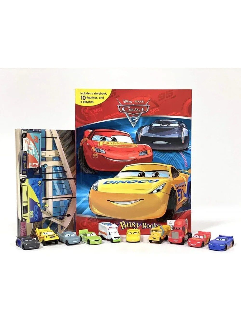Cars 3 My Busy Books Set - Storybook, 10 Figurines & Playmat for Kids Fun